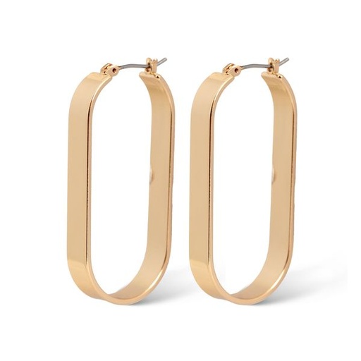 [11123] Earrings Rounded Edge Abstract Hoops Gold