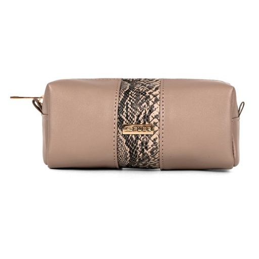 [11517] Cosmetic Bag Sylvia Snake Print Taupe