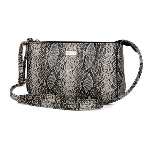[11520] Handbag Sylvia Snake Print Crossbody Black