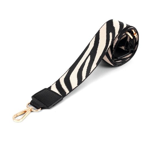 [13426] Handbag Belt Strap Printed Black/ Beige