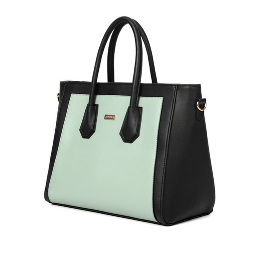 [9216] Handbag Harlow Colourblock Satchel Black Sage