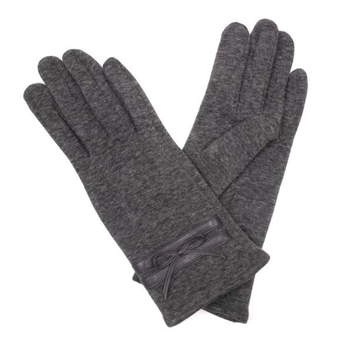 [7135] Gloves Bow Trim Grey