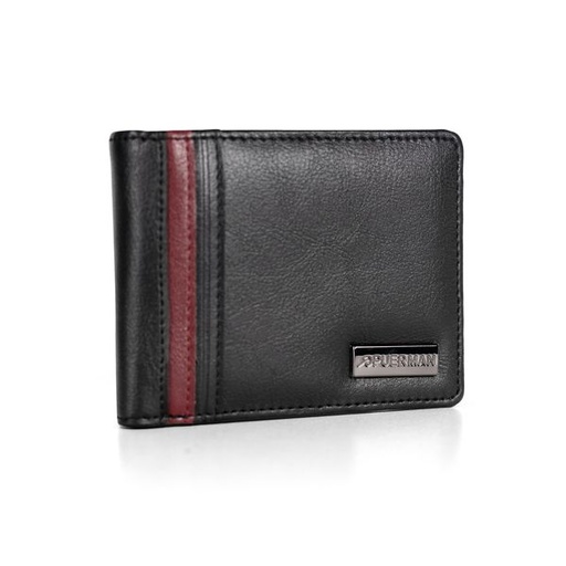 [14109] Mens Wallet Tristan With Coin Pocket Black/ Burgundy