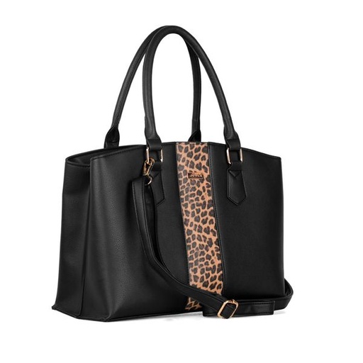 [13414] Handbag Destiny Animal Print Satchel Black/ Leopard