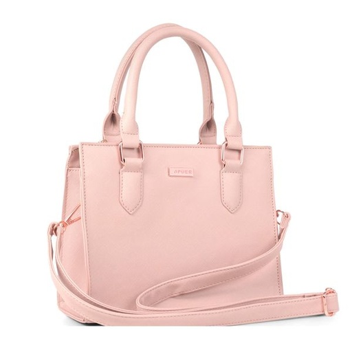 [14369] Handbag Sally Rose Gold Detail Crossbody Dusty Pink