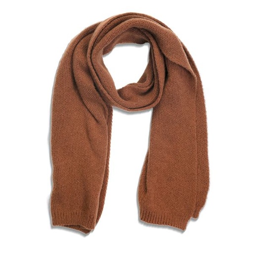 [11985] Scarf Mens Plain Knitted Brown