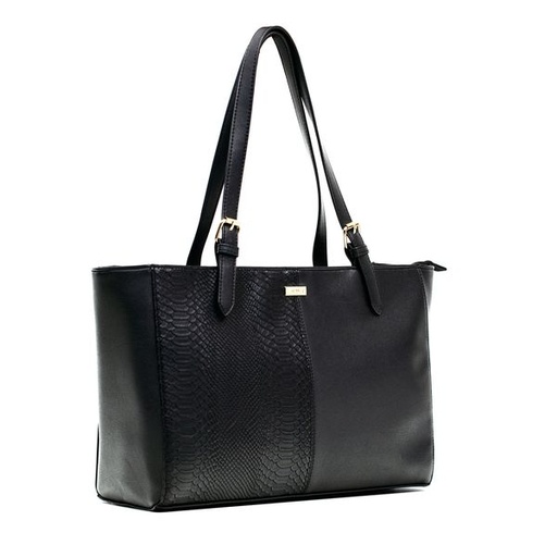 [12338] Handbag Kathy Croc and Plain Tote Black