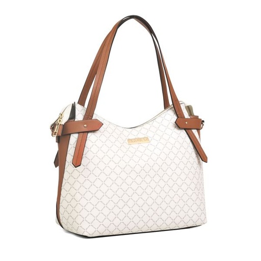 [7082] Handbag Puer Logo Shoulder Bag Cream & Tan