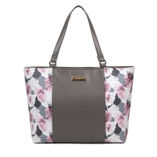 [9158] Handbag Heather Shopper Floral Grey