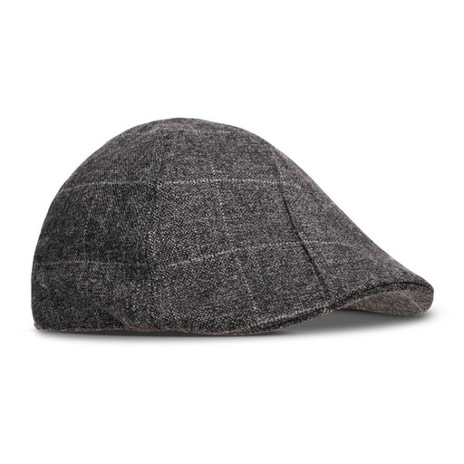 [1182] Hat Large Check Print Flat Cap Black