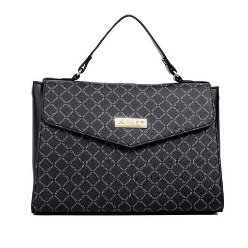 [7085] Handbag Puer Logo Large Clutch Black