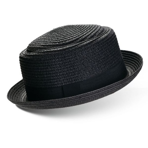 [11099] Hat Mens Straw Turn Up Black