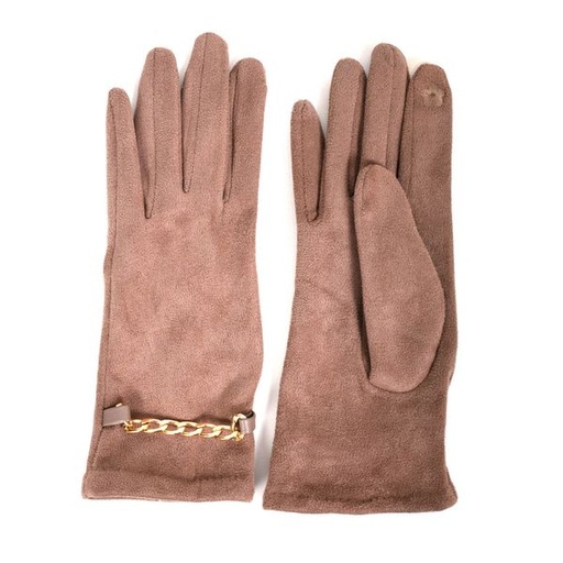 [1177] Gloves Chain Trim Natural