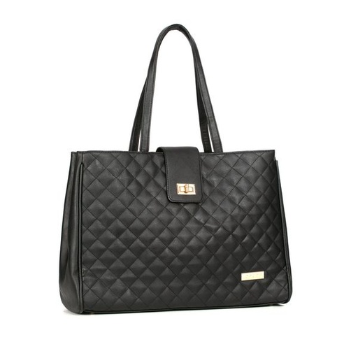 [6757] Handbag Audrey Quilted Tote Black