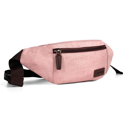 [13336] Handbag Evelyn Canvas Waist Bag Dusty Pink/ Brown