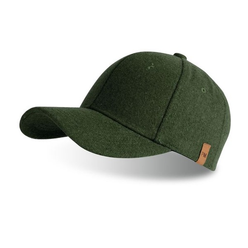 [12935] Hat Mens Felt Peak Cap Olive