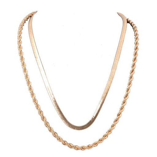 [10676] Necklace Twist Layered Gold