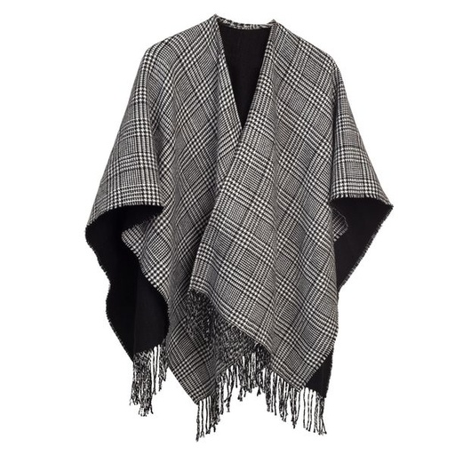 [7144] Scarf Houndstooth Wrap Black White