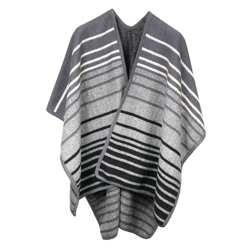 [1160] Scarf Stripe Wrap Black Grey